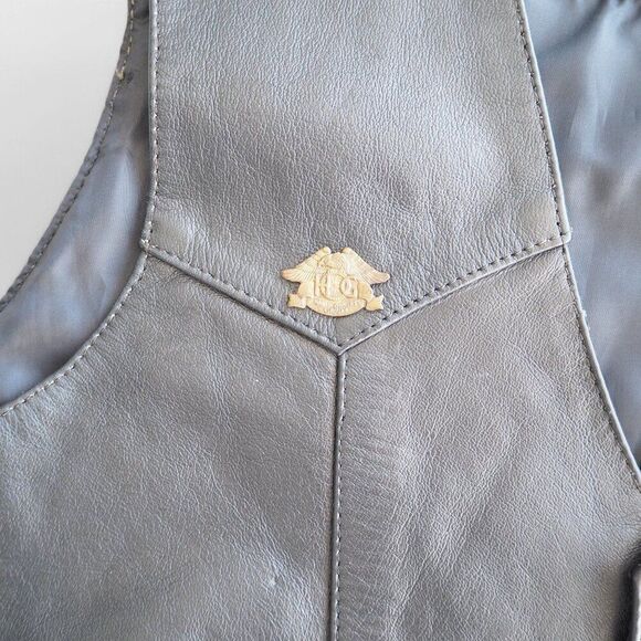 Jamin Leather Patch Pin Skull Cross Motorcycle Riding Vest Black Men's XXXL - Picture 8 of 13